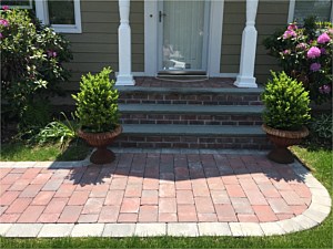 classic red gray fire island ruby onyx stoop cambridge nicolock 4x8 holland rockface bluestone step stoops porch column walkway grey border